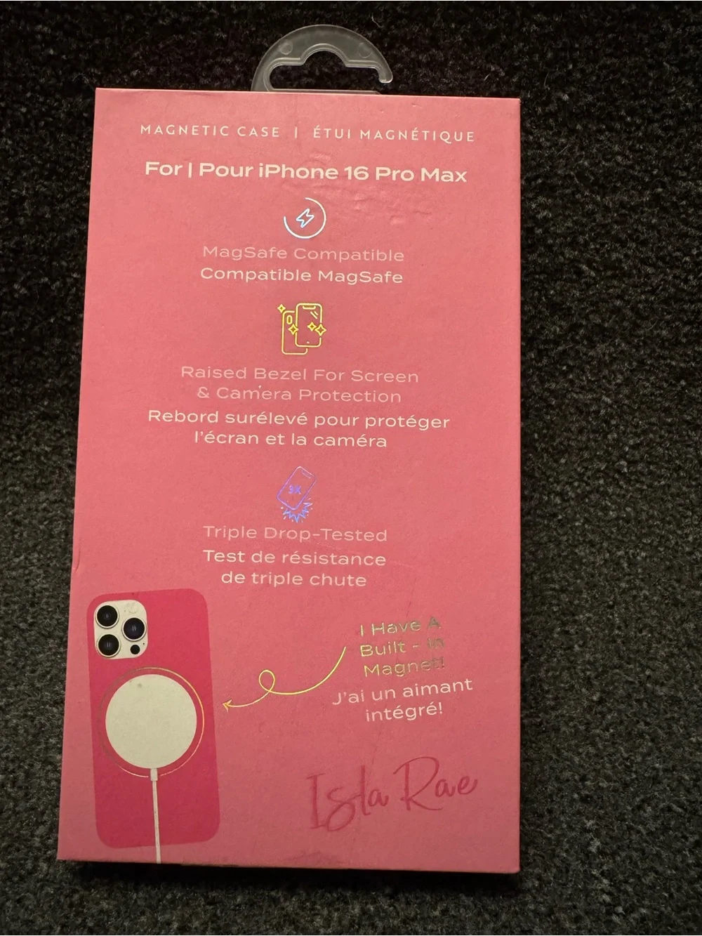NIB - Isla Rae Pink MagSafe iPhone 16 Pro Max Case Triple Drop